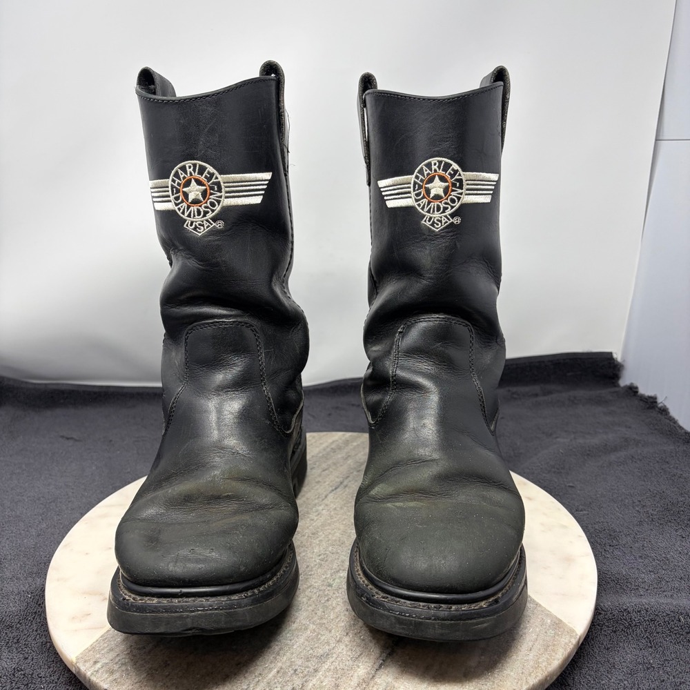 Harley Davidson Boots Mens 8 Black Leather Motorcycle Riding Cowboy Biker Riding